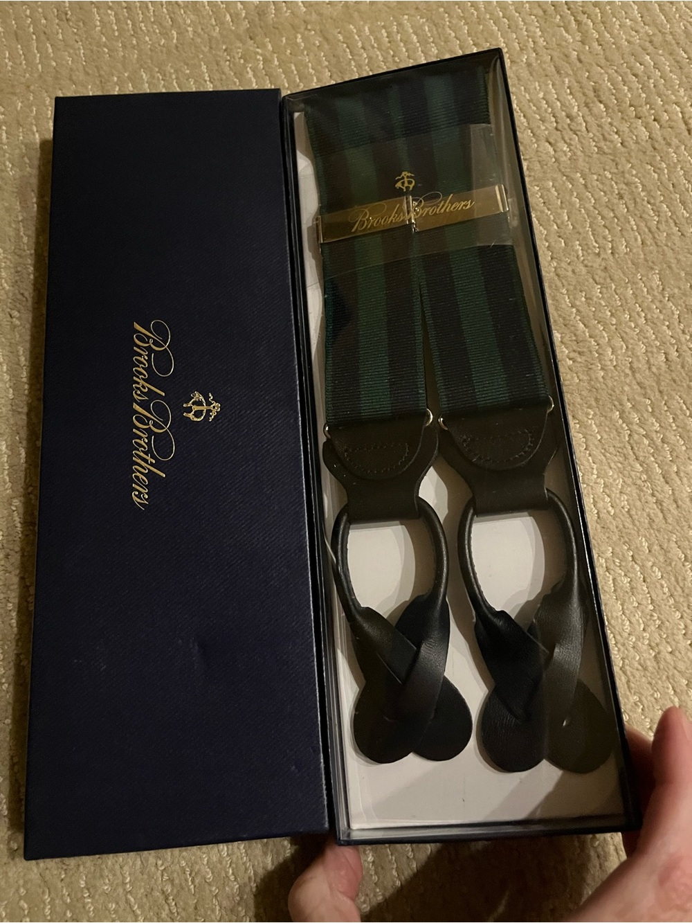 Brooks Brothers Green/Navy Striped Suspenders